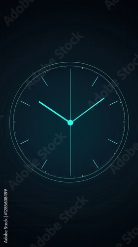 Wallpaper Mural Minimalist Clock Design with Light Blue Hands on Dark Background for Timeliness Concept Torontodigital.ca