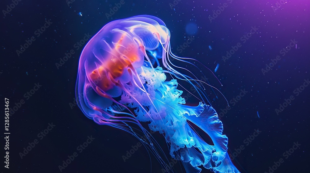 Neon Jellyfish in the Depths Neon Jellyfish in the Depths