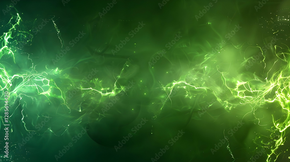 Fototapeta premium Abstract green energy background with lightning effects, creating a vibrant atmosphere