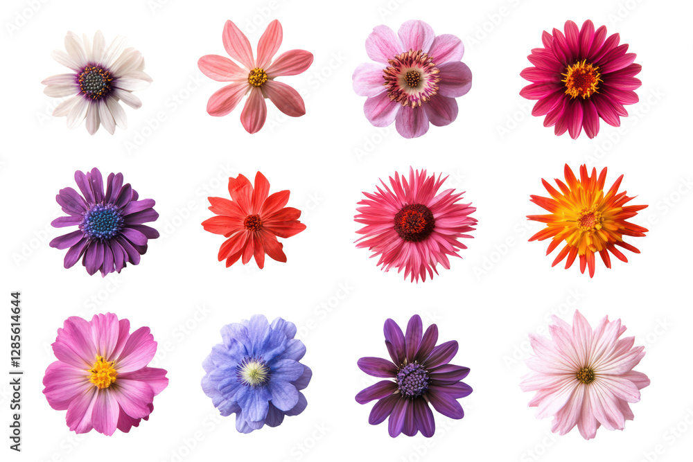 Set of different beautiful flowers isolated on transparent or white background, png Set of different beautiful flowers isolated on transparent or white background, png