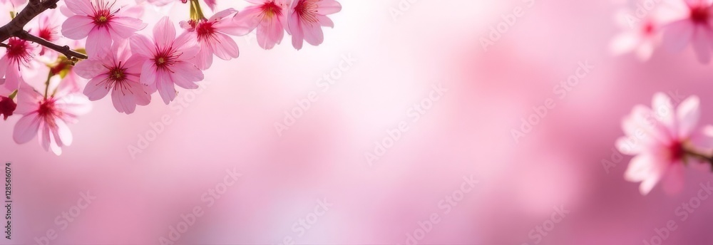Spring card. Flowers located along the edge of a festive picture with an empty space for text for congratulations. Sakura. Spring card. Flowers located along the edge of a festive picture with an empty space for text for congratulations. Sakura.
