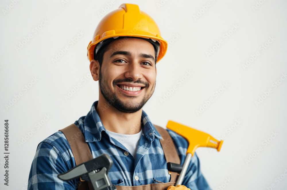 portrait of a worker with helmet portrait of a worker with helmet