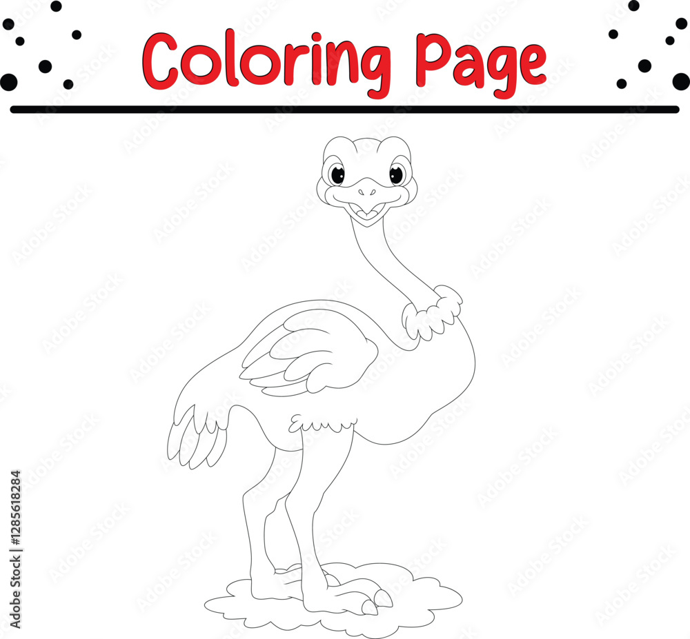 Fototapeta premium Cute Vulture coloring book page for kids