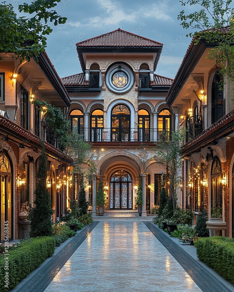 Obraz premium Elegant courtyard with stunning architecture design.