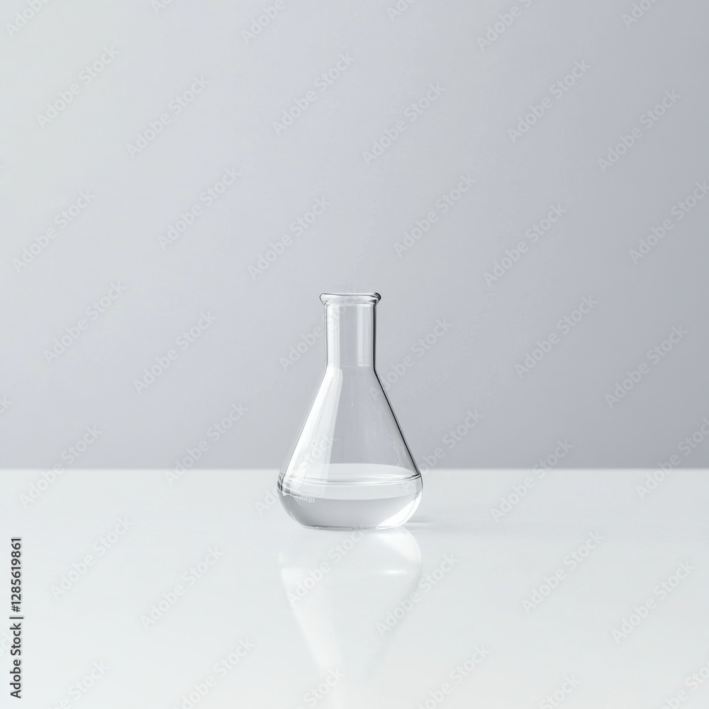 Lipid research setup with a simple glass beaker on a sleek white table. Featuring clarity and simplicity Lipid research setup with a simple glass beaker on a sleek white table. Featuring clarity and simplicity