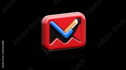 Free Download 3D Render of a Red Email Icon with Checkmark: Digital Illustration on Black Background AI Generated - GFXLoad