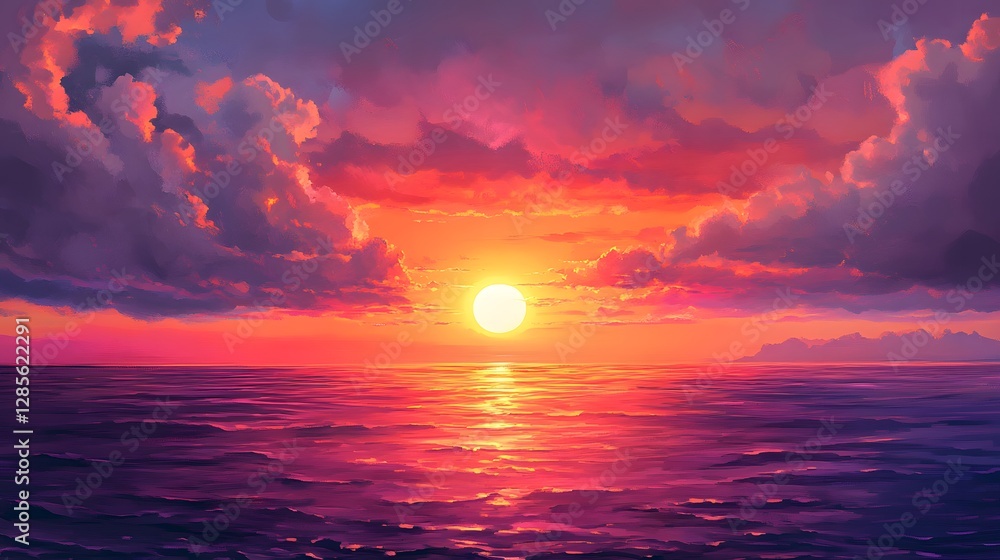 Serene Sunset Over Calm Ocean Waters with Colorful Skies Serene Sunset Over Calm Ocean Waters with Colorful Skies