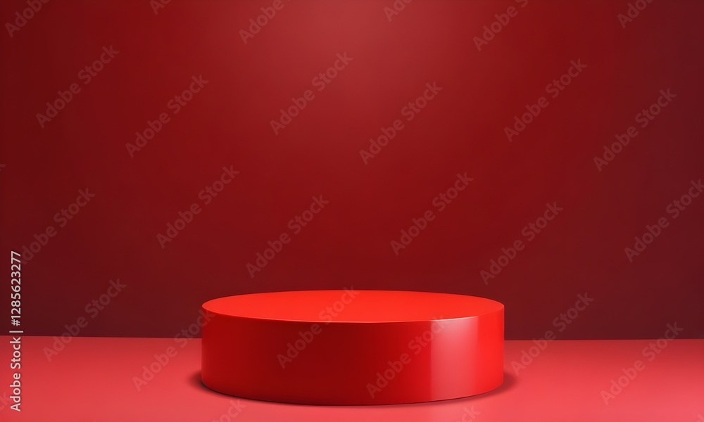 Red cylindrical pedestal on a red background Red cylindrical pedestal on a red background