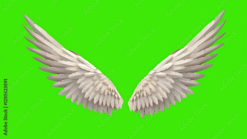 Obraz premium angel wings isolated on green background