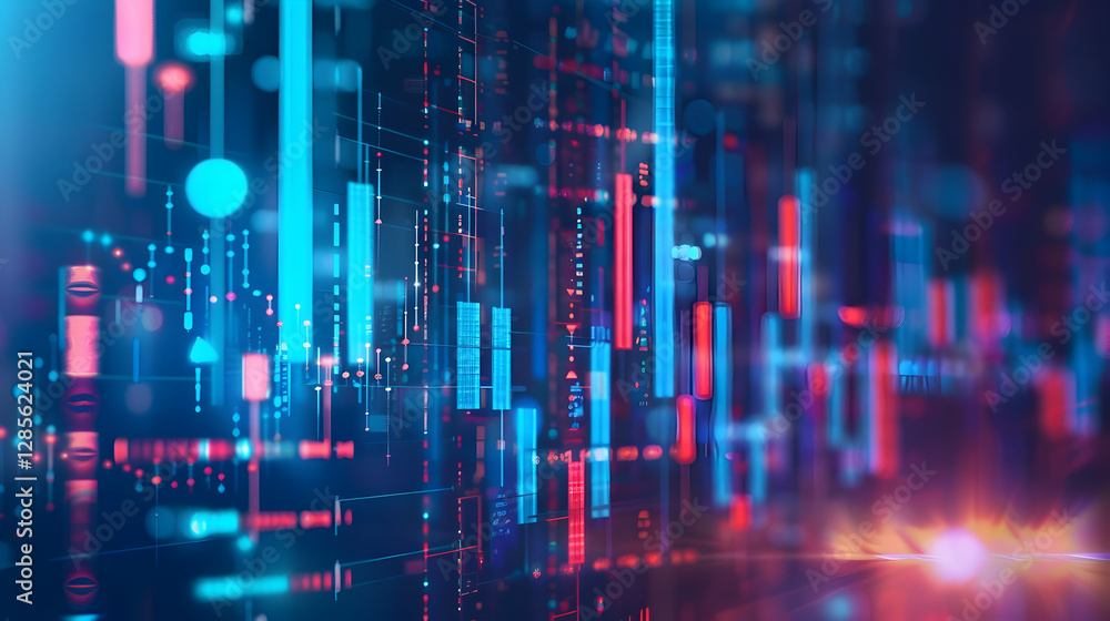Abstract digital data visualization with vibrant colors and glowing elements in a futuristic setting Abstract digital data visualization with vibrant colors and glowing elements in a futuristic setting