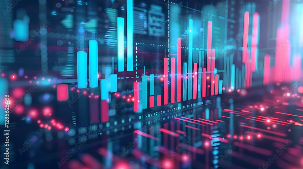 Abstract digital data visualization with colorful graphs and glowing elements in a tech environment Abstract digital data visualization with colorful graphs and glowing elements in a tech environment