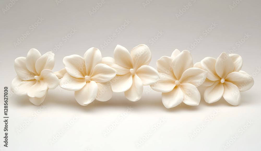 Cream-Colored Artificial Flowers Row Cream-Colored Artificial Flowers Row