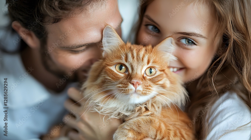 Happy Couple Cuddling Their Ginger Cat at Home Lifestyle Indoor Close-up Pet Love Happy Couple Cuddling Their Ginger Cat at Home Lifestyle Indoor Close-up Pet Love
