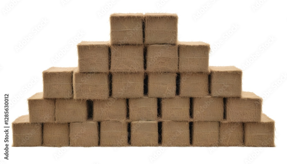 Stacks of rectangular hay bales in a field Stacks of rectangular hay bales in a field