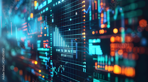 Wallpaper Mural Abstract digital background showcasing data visualization with graphs and colorful indicators Torontodigital.ca