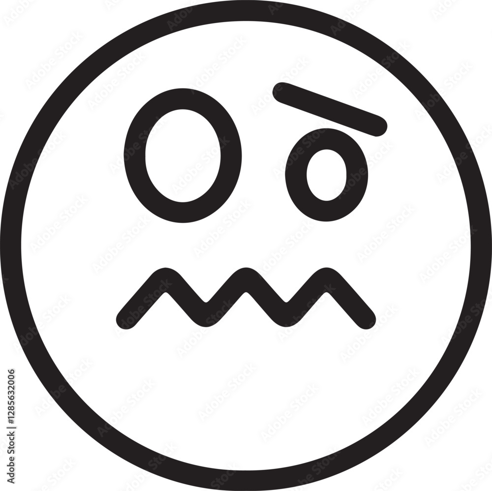 An illustration of a face with one eye slightly open and lips bitten, showing an expression of enduring pain An illustration of a face with one eye slightly open and lips bitten, showing an expression of enduring pain