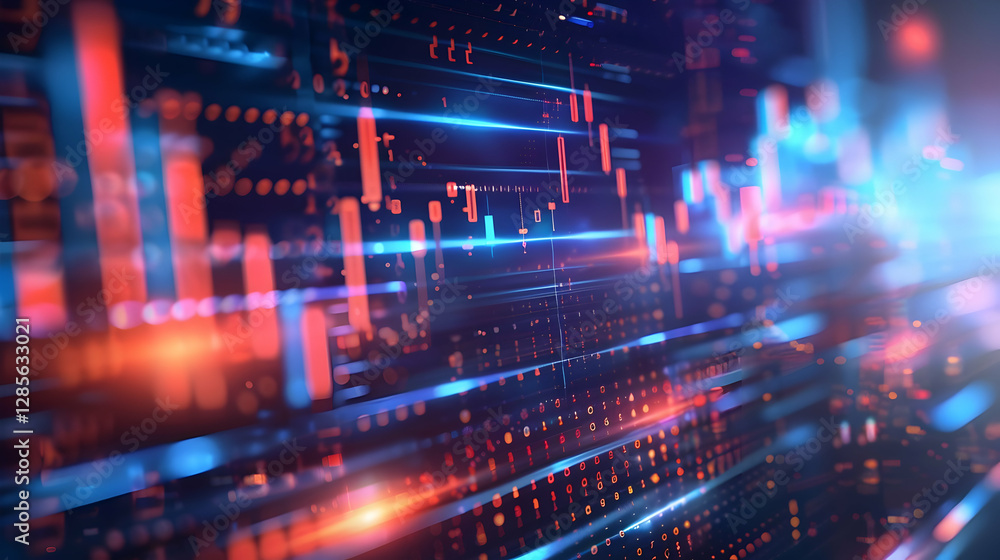 Abstract digital data visualization with vibrant colors and glowing lines representing analytics trends Abstract digital data visualization with vibrant colors and glowing lines representing analytics trends