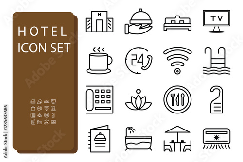 hotel icon set line style editable clean node for your design