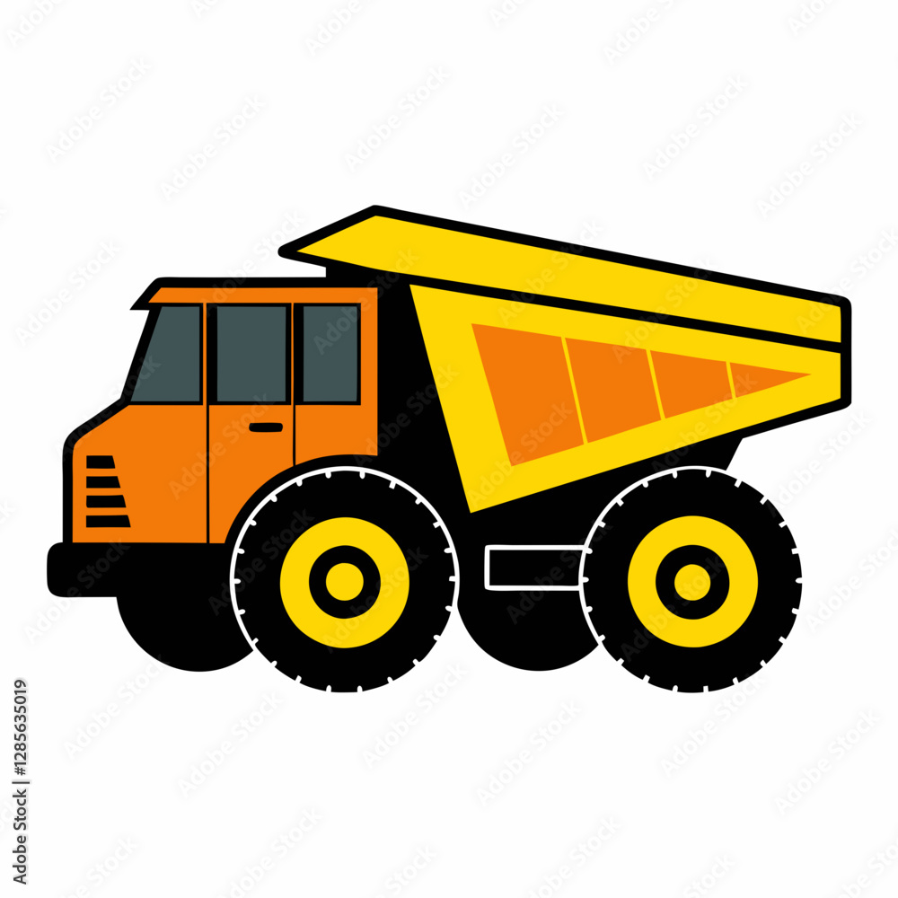 Articulated Dump Truck Vector Outline on Clean White Background Articulated Dump Truck Vector Outline on Clean White Background