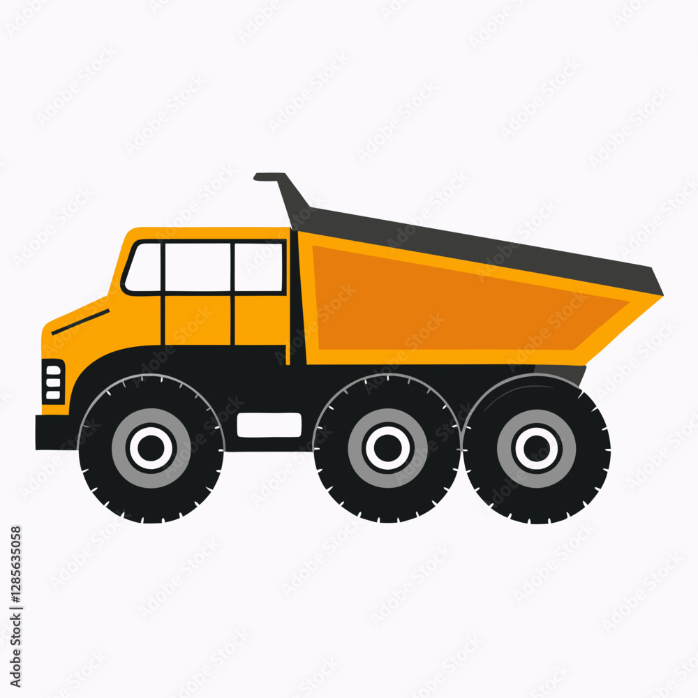 Articulated Dump Truck Vector Outline on Clean White Background Articulated Dump Truck Vector Outline on Clean White Background