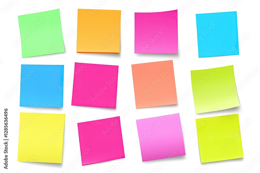 Detailed Picture of Set of Colorful Sticky Note on Isolate Transparency Background,White Detailed Picture of Set of Colorful Sticky Note on Isolate Transparency Background,White
