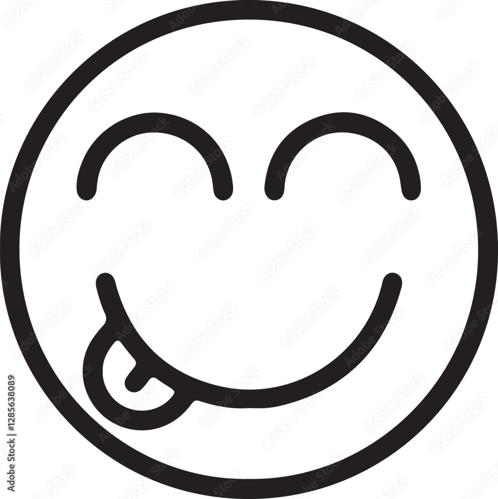 An illustration of a round face emoticon with its tongue sticking out and eyes closed, making a cheeky expression An illustration of a round face emoticon with its tongue sticking out and eyes closed, making a cheeky expression