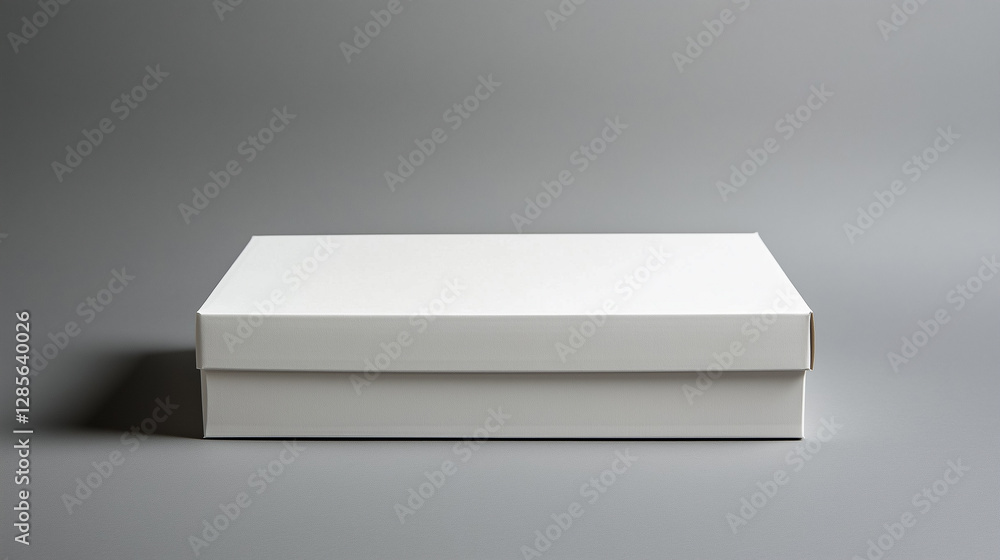 White rectangular shipping box on a gray background with soft shadows White rectangular shipping box on a gray background with soft shadows