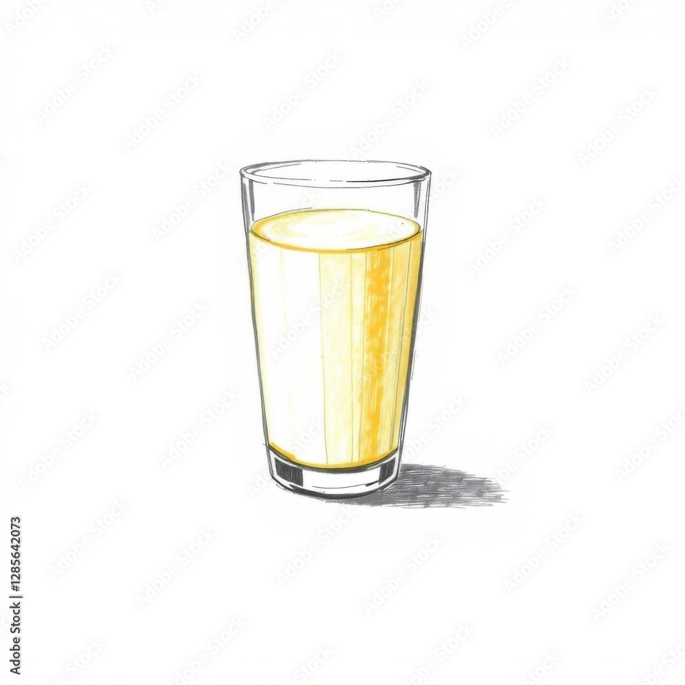 Glass of Refreshing Juice Drink Hand Drawn Illustration for Healthy Life Glass of Refreshing Juice Drink Hand Drawn Illustration for Healthy Life