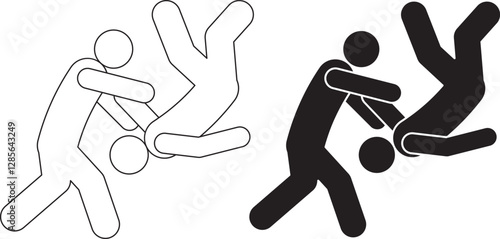 outline silhouette judo icon set