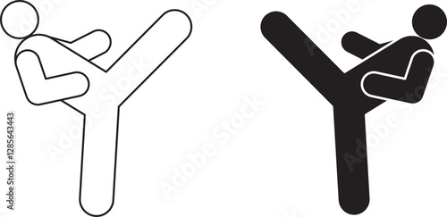 outline silhouette karate ka icon set