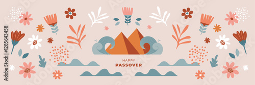 Happy Passover background, banner and poster design. modern bold minimalist concept illustration