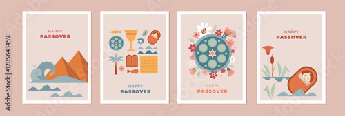 Happy Passover background, banner and poster design. Geometrical modern bold concept illustration