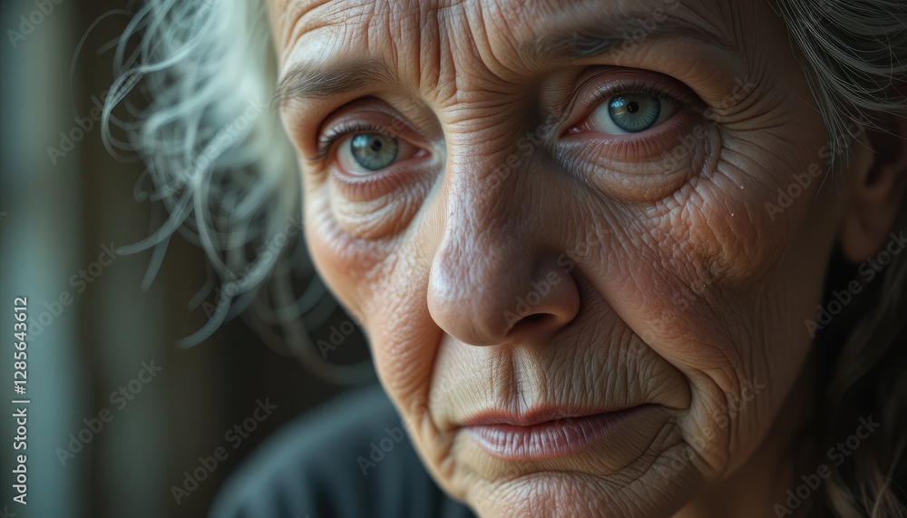 Elderly Woman with Sad and Exhausted Expression Elderly Woman with Sad and Exhausted Expression