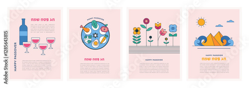 Happy Passover background, banner and poster design. Geometrical modern bold concept illustration