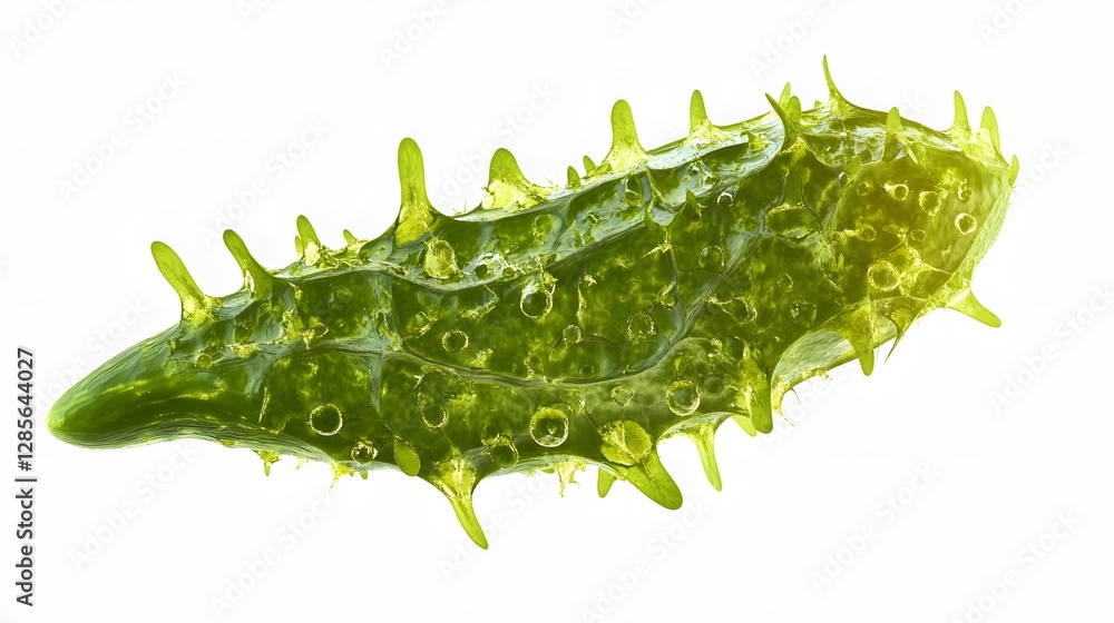 Naklejka premium A vibrant green cucumber, isolated on white