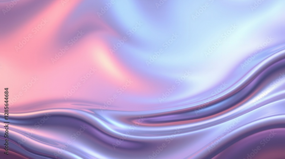 Fototapeta premium The smooth, flowing surface reflects iridescent shades of rose, lavender, and silver with soft curves.
