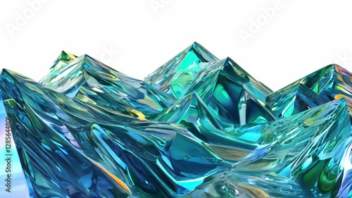 Colorful iridescent crystal mountain animation with shimmering light effects