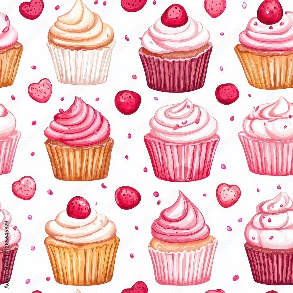 Delicious arrangement of colorful cupcakes and fresh strawberries creating a sweet and inviting display perfect for celebrations and treats Delicious arrangement of colorful cupcakes and fresh strawberries creating a sweet and inviting display perfect for celebrations and treats