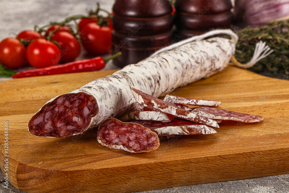 Spanish dry Fuet sausages snack Spanish dry Fuet sausages snack