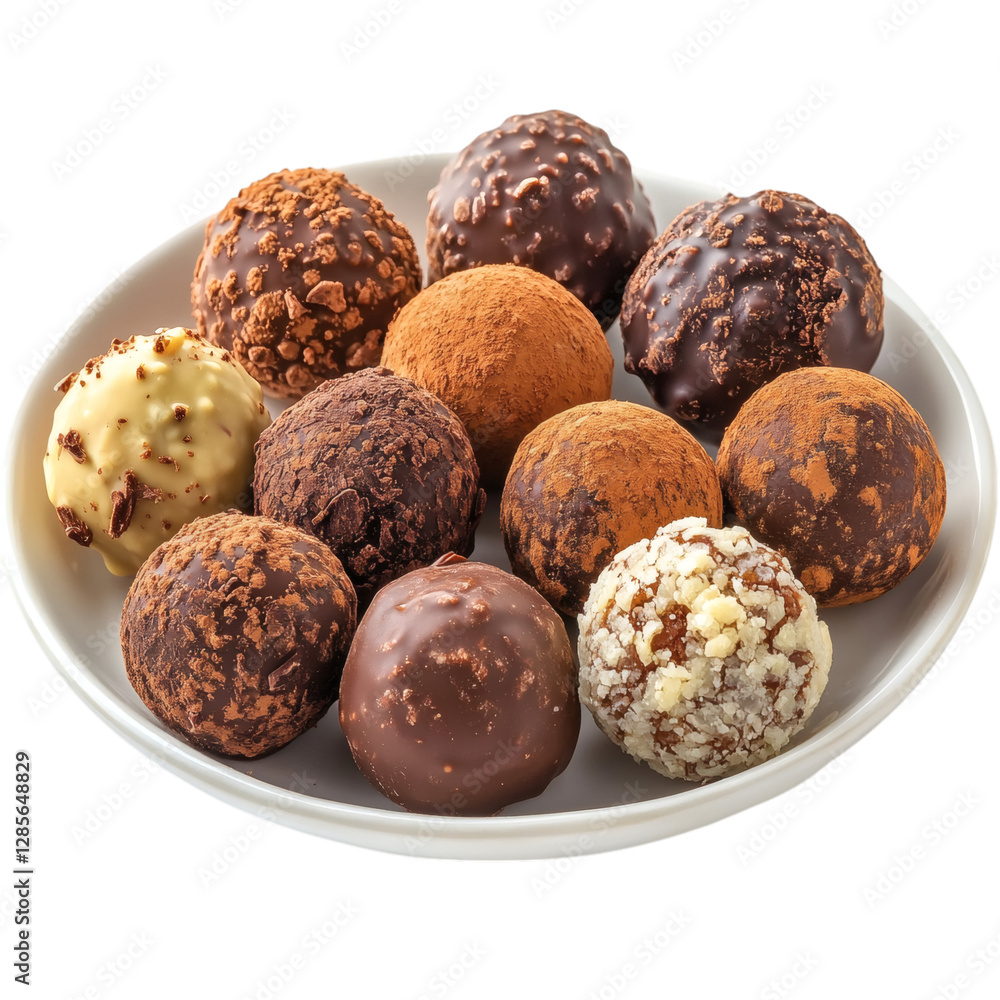 A Fresh Batch of Chocolate Truffles Isolated on Transparent Background A Fresh Batch of Chocolate Truffles Isolated on Transparent Background