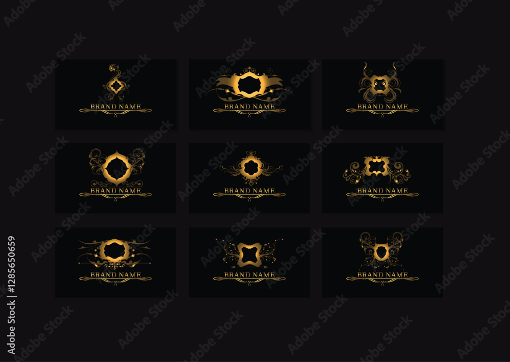 Obraz premium Modern Elegance Logo Set – Vector Luxury Brand Emblems for Exclusive Businesses and Stylish Company Identity – Editable Design Templates