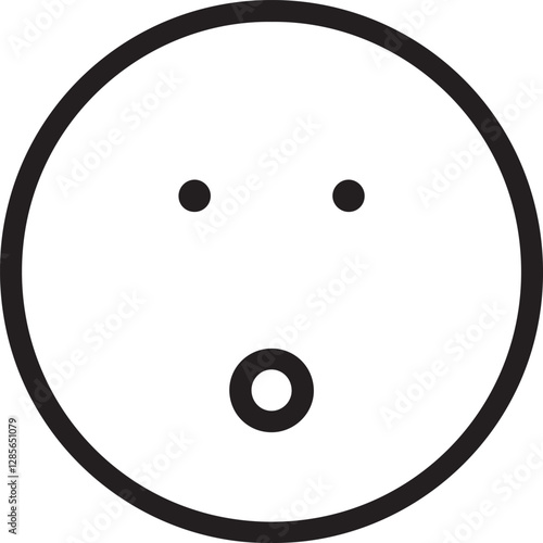 An illustration of a round-faced emoticon with an open mouth, expressing a dazed or blank stare