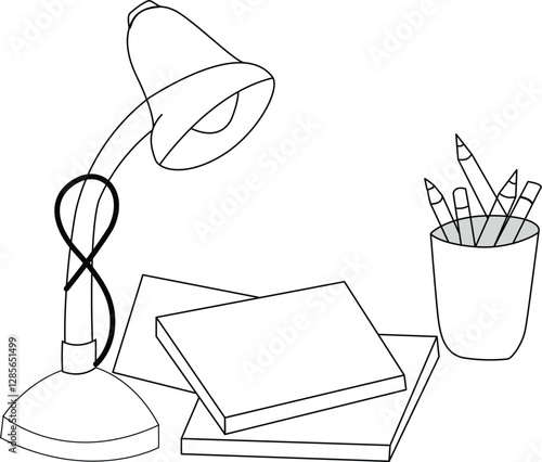 table Light and pen holder  wit book
