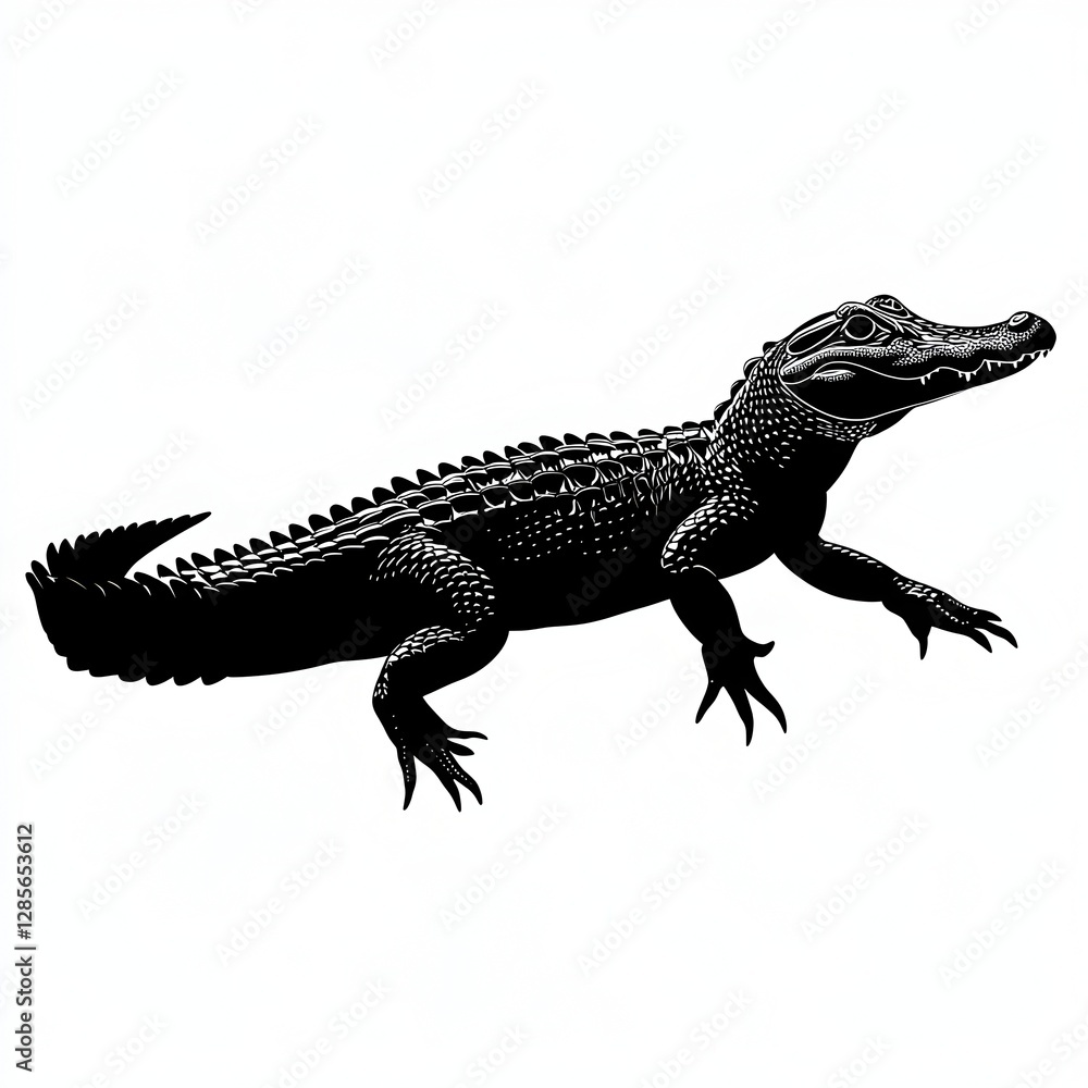 Fototapeta premium Elegant alligator silhouette art emphasizing distinctive shape and features