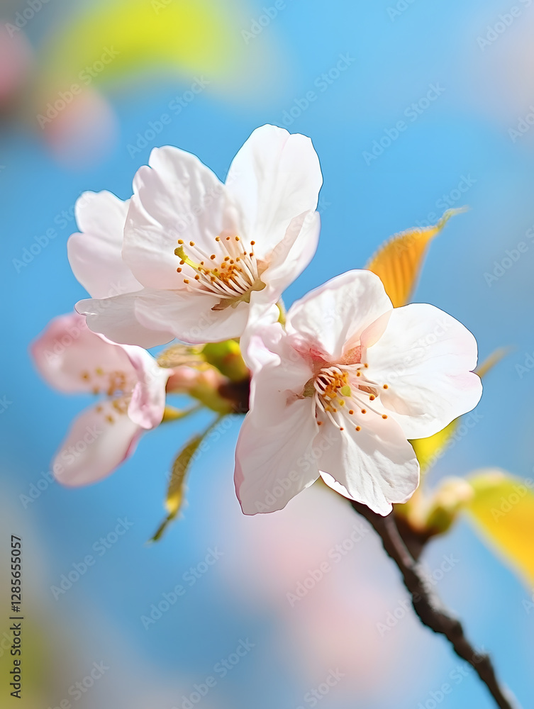 Springtime Blooming Cherry Blossoms Against A Clear Blue Sky : Generative AI Springtime Blooming Cherry Blossoms Against A Clear Blue Sky : Generative AI