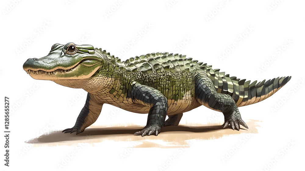 Obraz premium Striking image of a green and black alligator gliding gracefully through its habitat