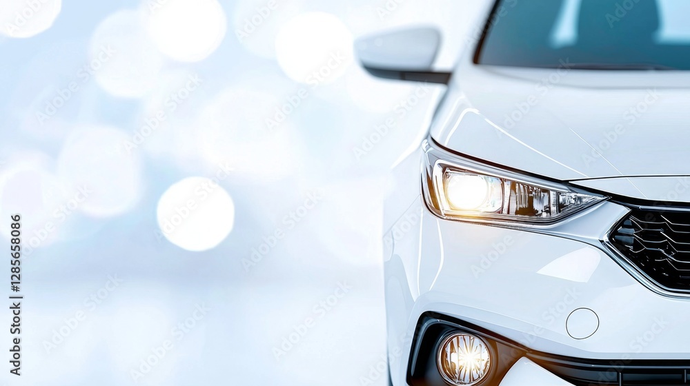 Fototapeta premium A close up of the front end of a white car