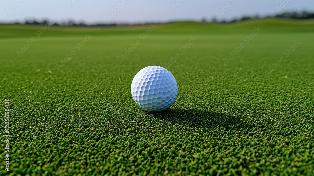 Golf ball on lush green course outdoor sports event close-up view natural environment skill and precision Golf ball on lush green course outdoor sports event close-up view natural environment skill and precision