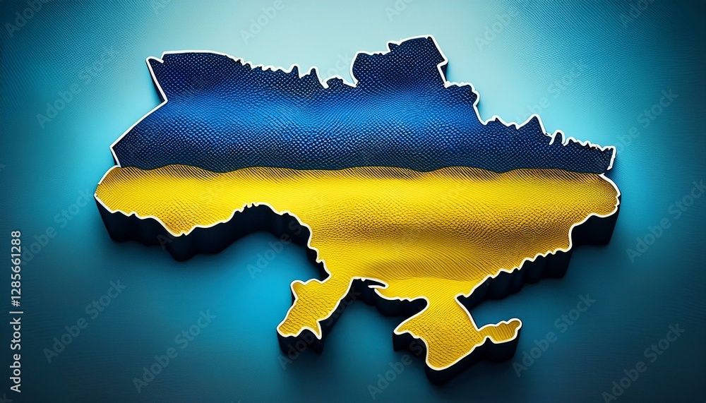 Obraz premium The blue and yellow colors smoothly forming the silhouette of Ukraine’s map
