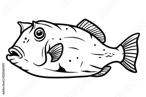 Cow fish line art silhouette vector.